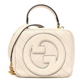 Gucci Sakai Be Green Calfskin Diagonal Stitched Blondie Top Handle Bag Mystic White