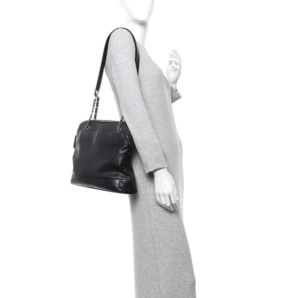 Chanel Caviar Triple CC Shoulder Bag Black