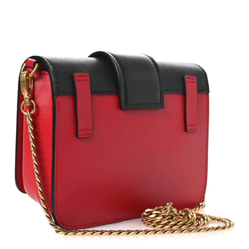 Prada Saffiano City Calf Cahier Belt Bag Fuoco Black