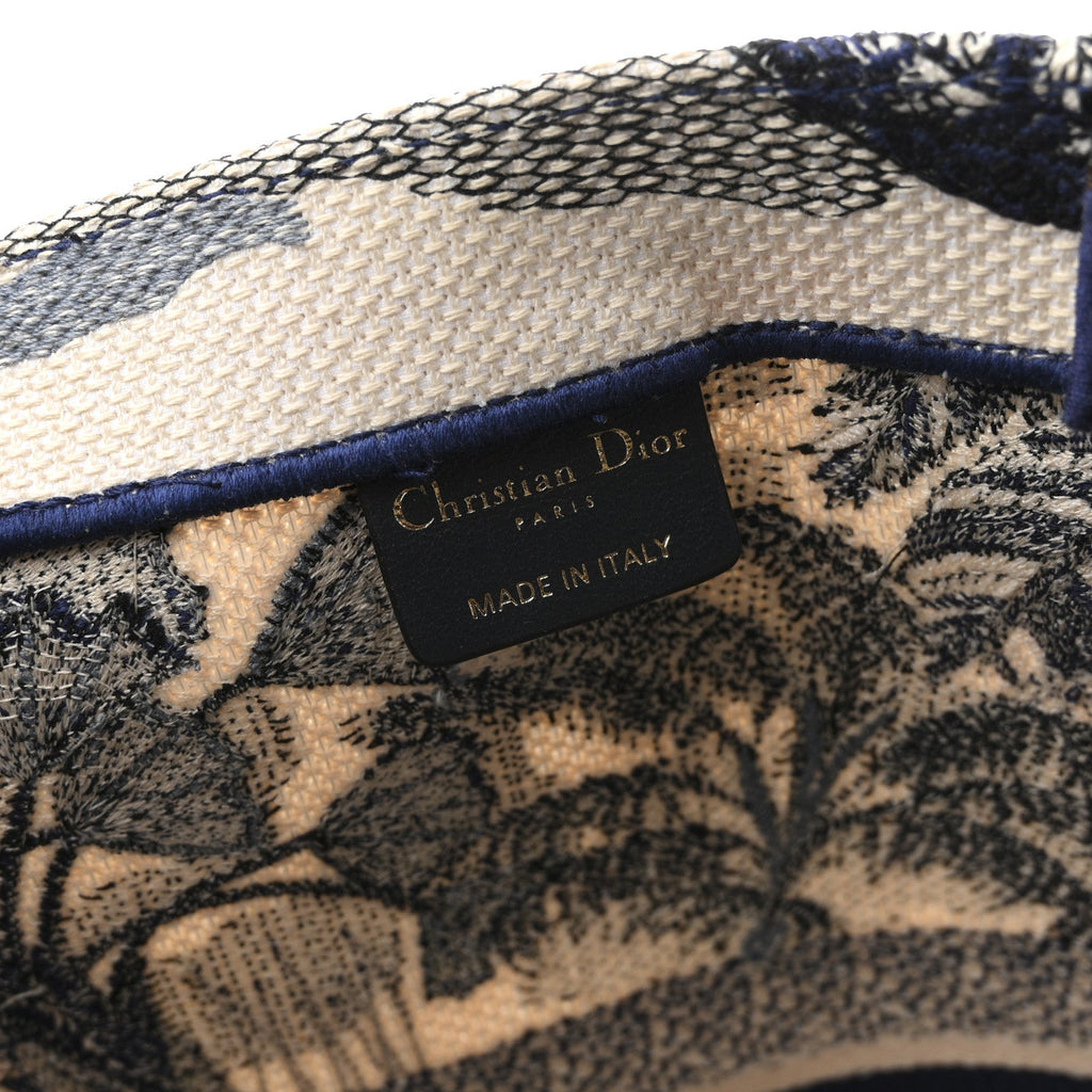 Christian Dior Canvas Embroidered Large Palm Tree Toile De Jouy Book Tote Blue