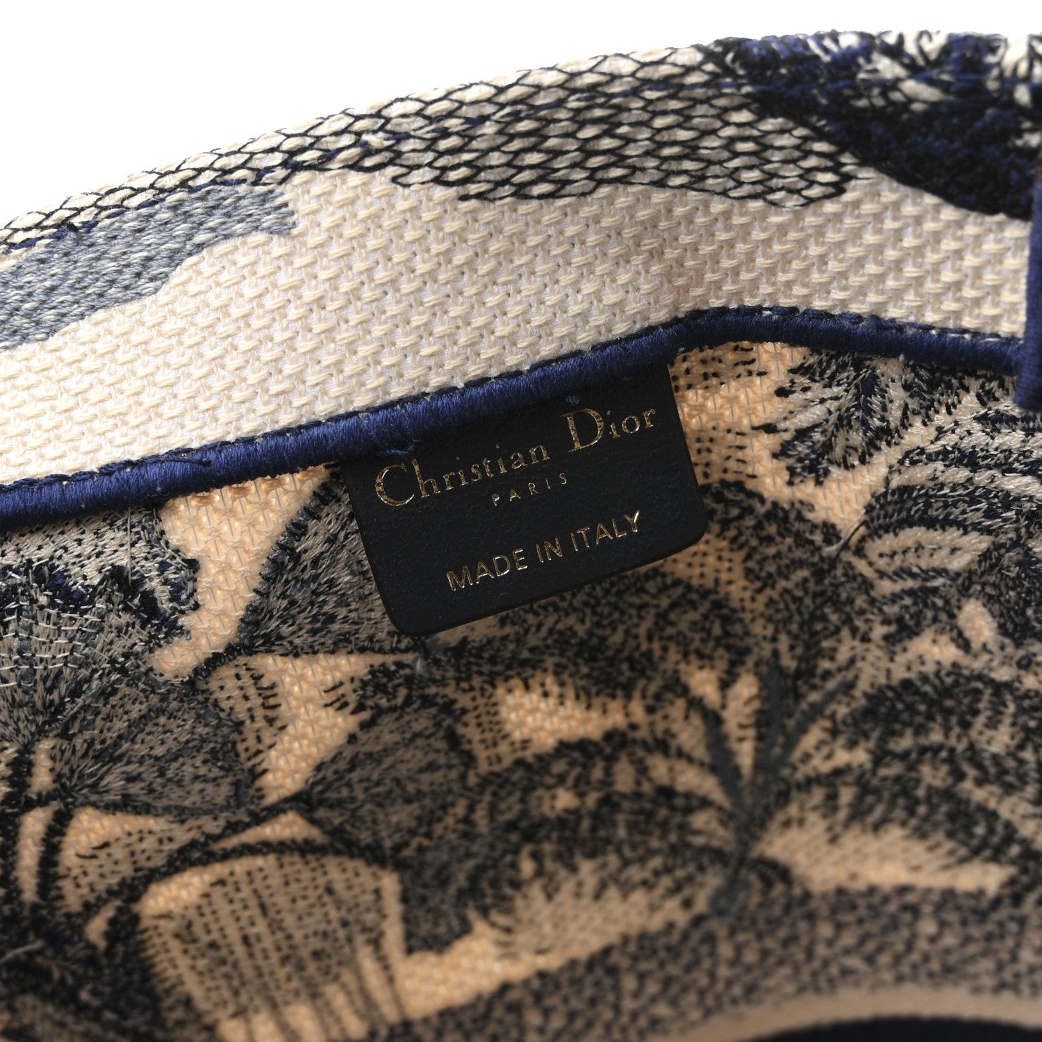 Christian Dior Canvas Embroidered Large Palm Tree Toile De Jouy Book Tote Blue