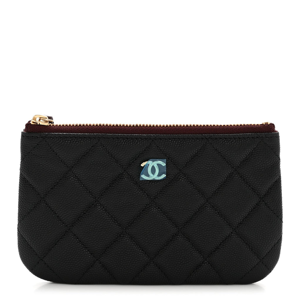 Caviar Quilted Small Pouch Black