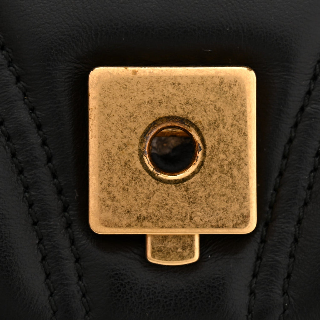 Gucci Calfskin Matelasse Small GG Marmont Shoulder Bag Black