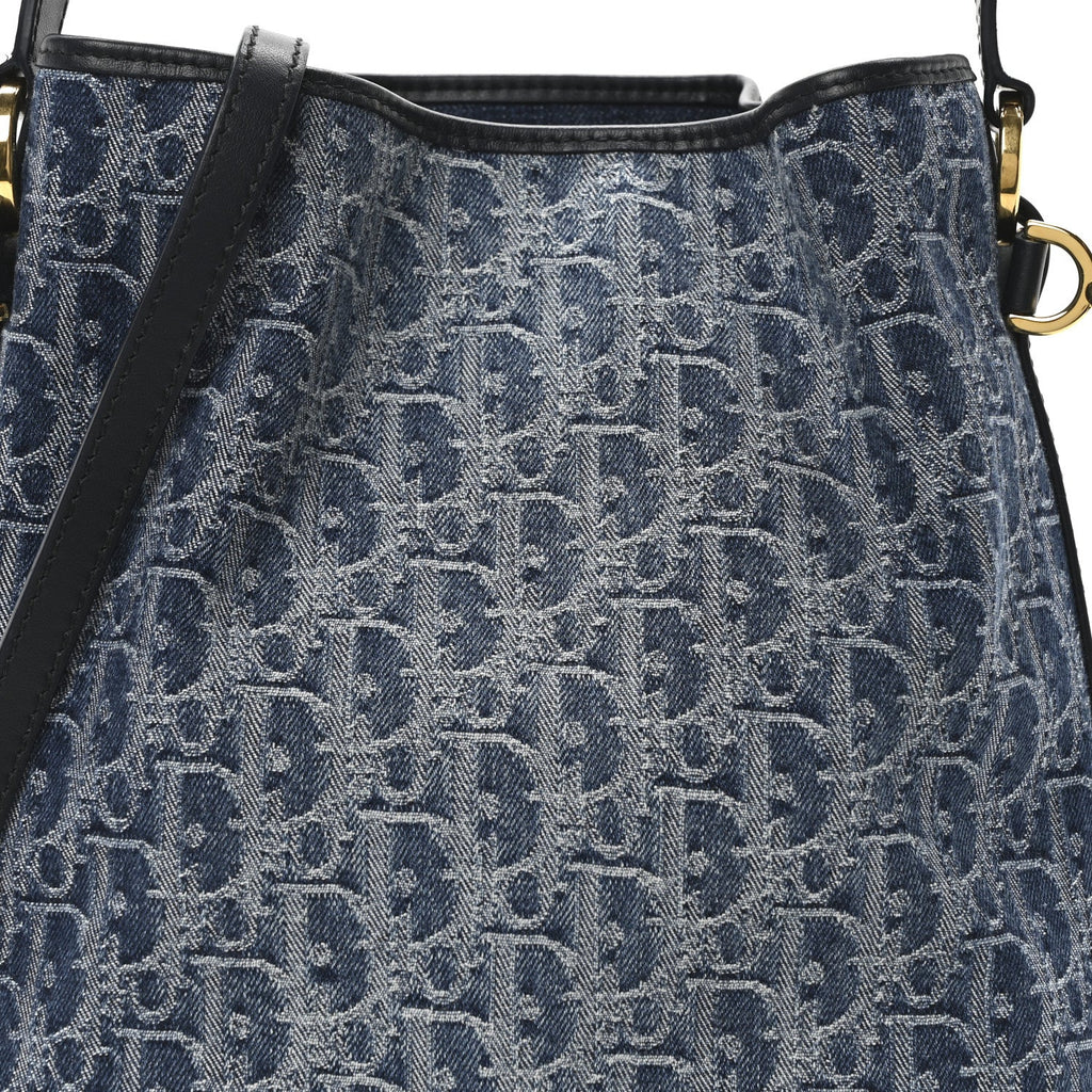 Christian Dior Denim Jacquard Oblique C'est Dior Bucket Bag Blue