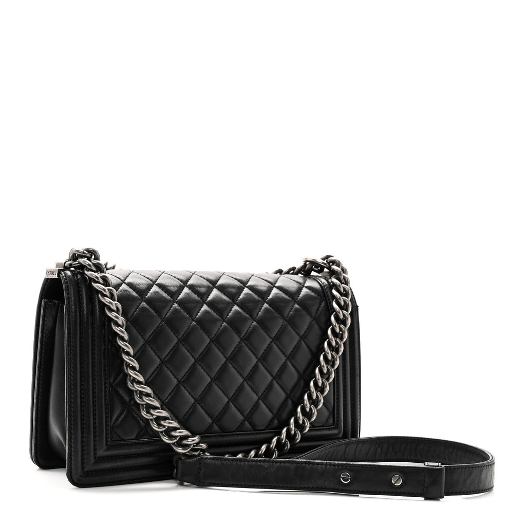 Chanel Lambskin Quilted Medium Boy Flap Black