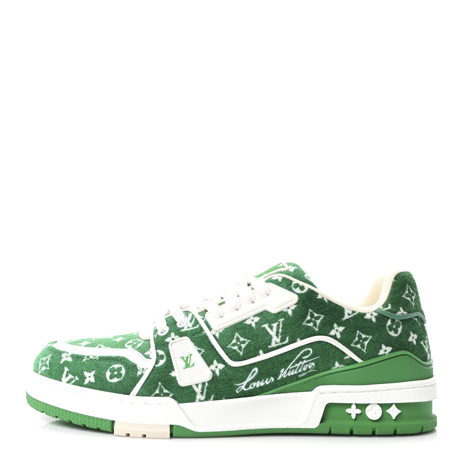 Louis Vuitton Jacquard Velvet Monogram Mens LV Trainer Sneakers 9 Vert