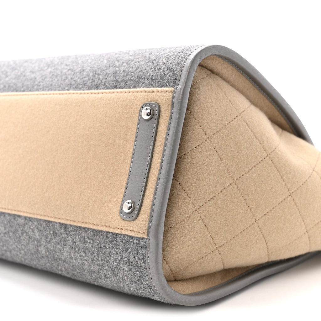 Chanel Wool Felt Large Deauville Tote Grey Beige