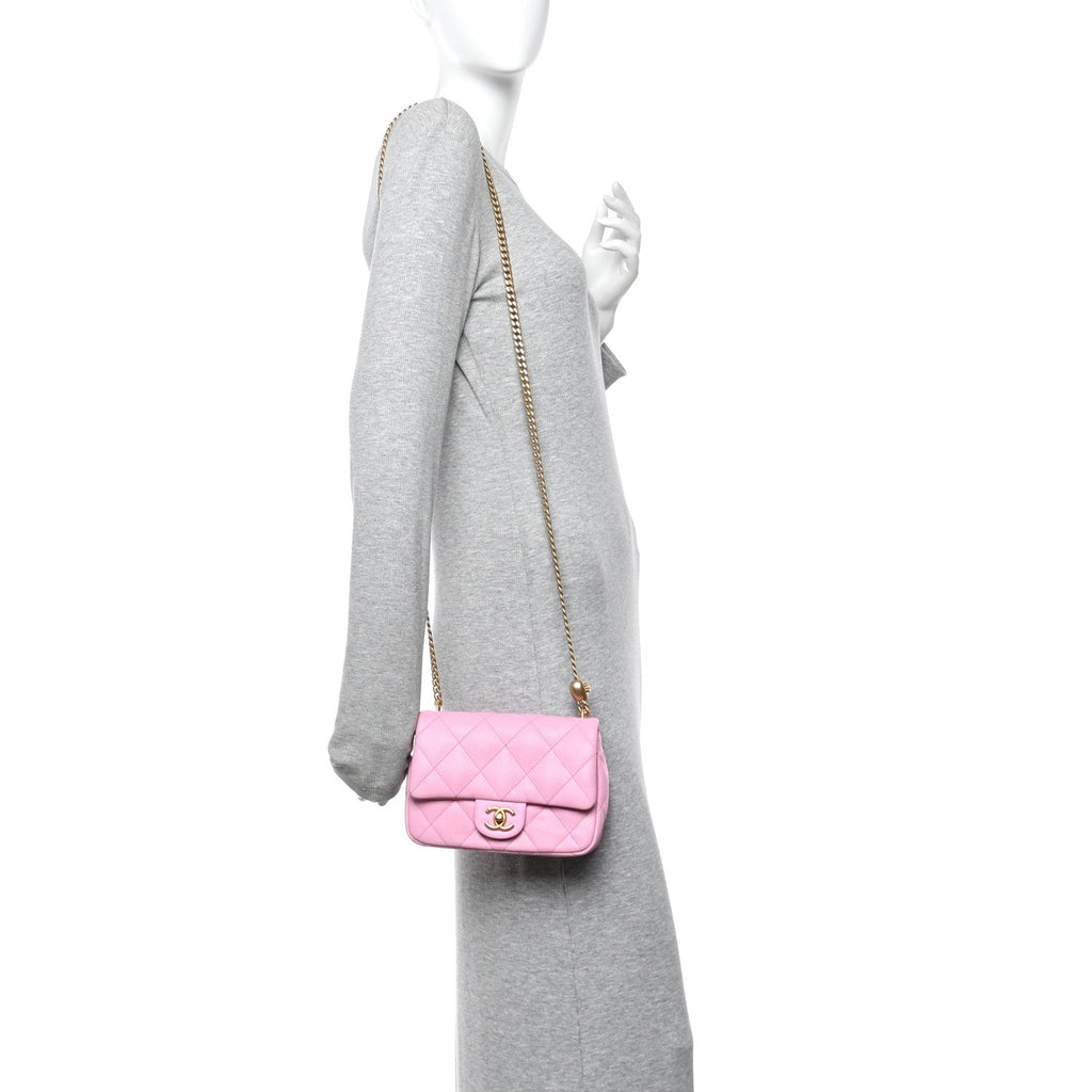 Chanel Caviar Quilted Mini Sweetheart Flap Lilac