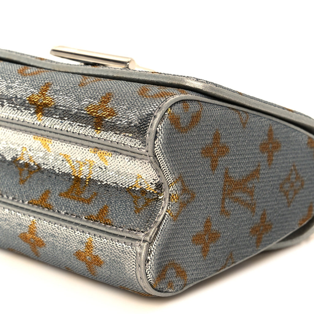 Louis Vuitton Sequins Monogram Twist Shoulder Bag PM Gold Silver