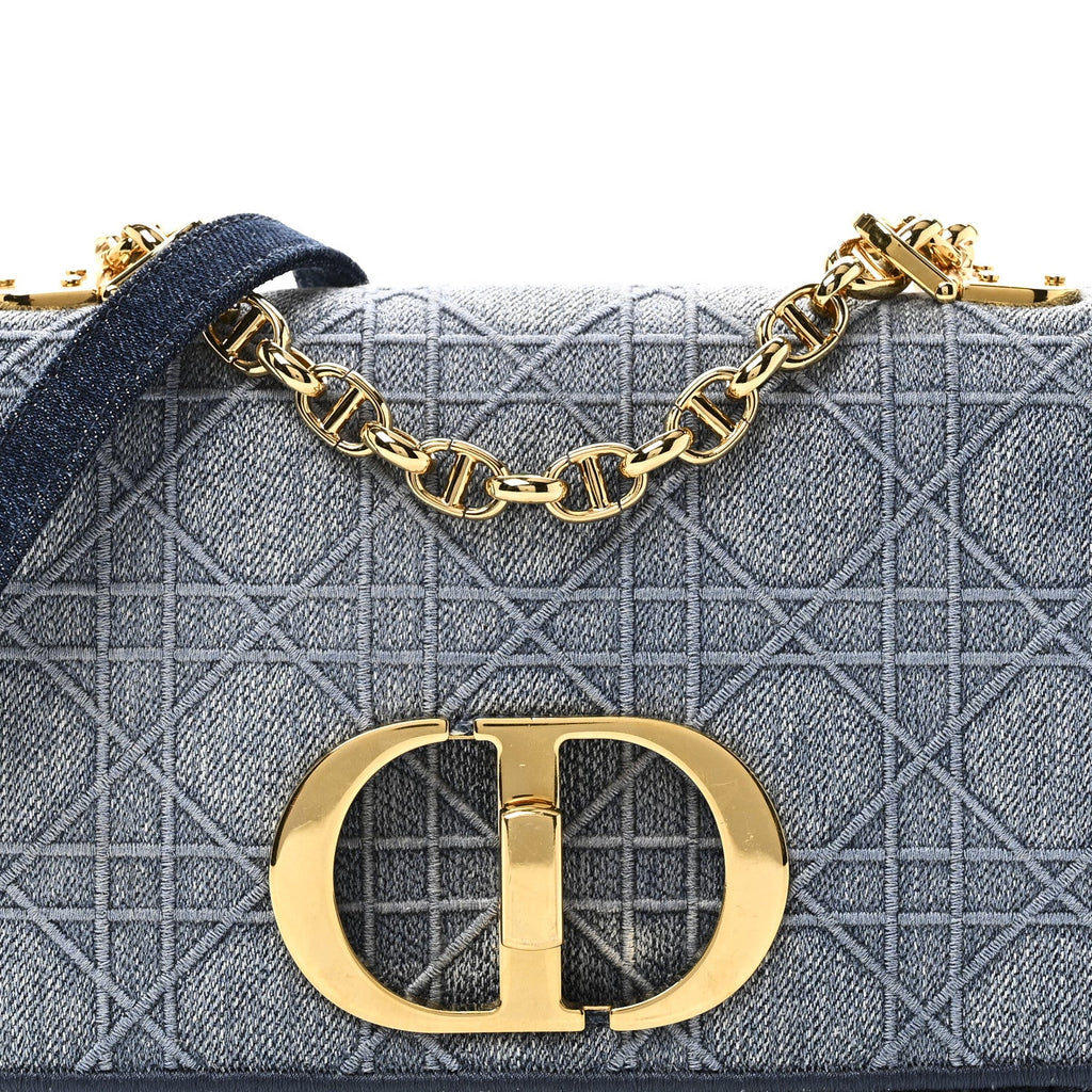 Christian Dior Denim Cannage Small Caro Bag Blue