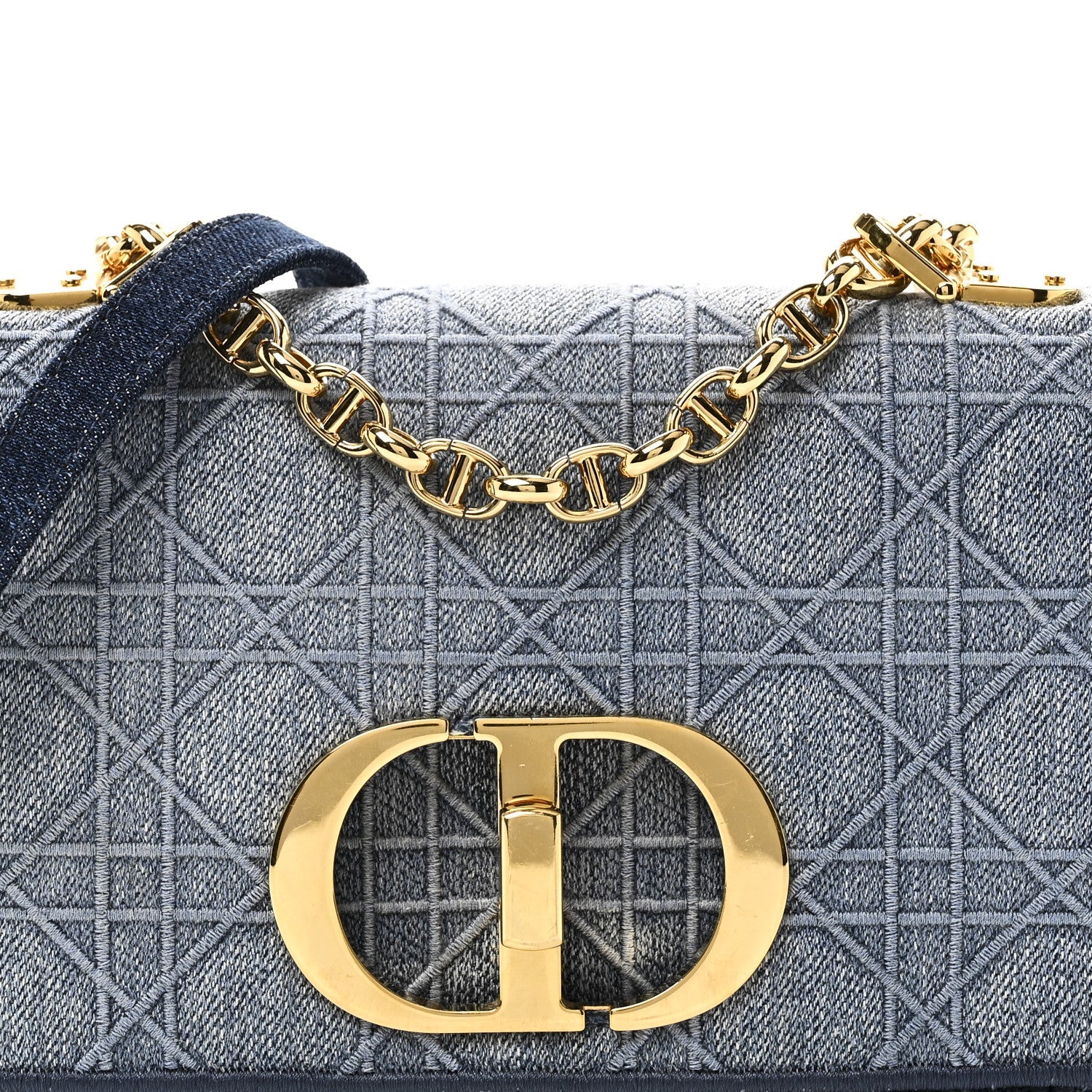 Christian Dior Denim Cannage Small Caro Bag Blue