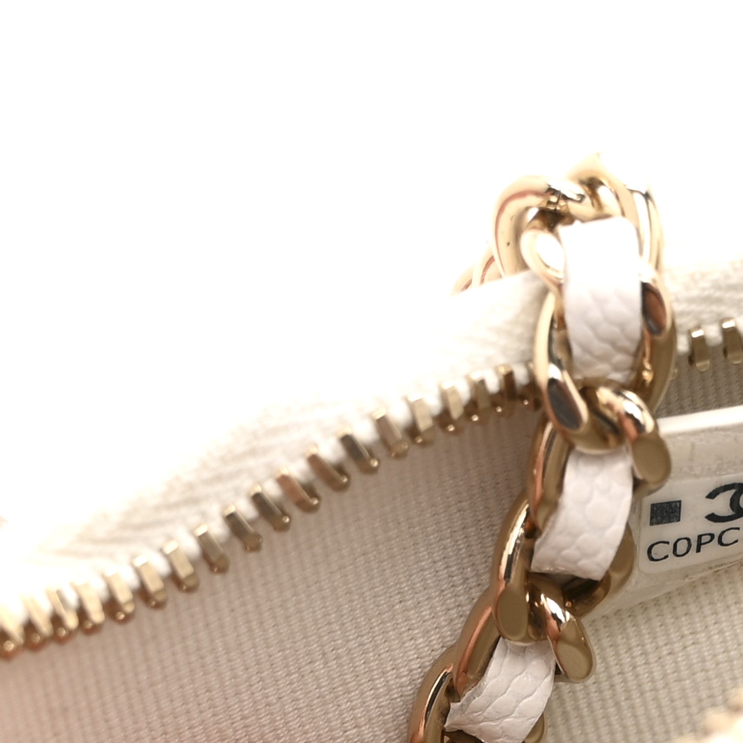 Chanel Caviar Quilted Barrel Clutch With Chain White