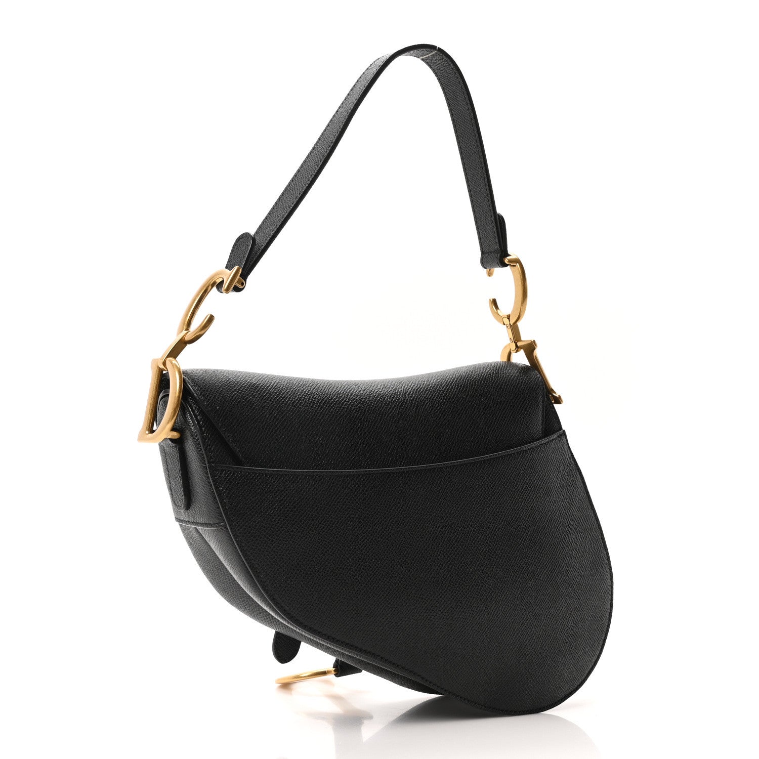 Christian Dior Grained Calfskin Saddle Bag Black