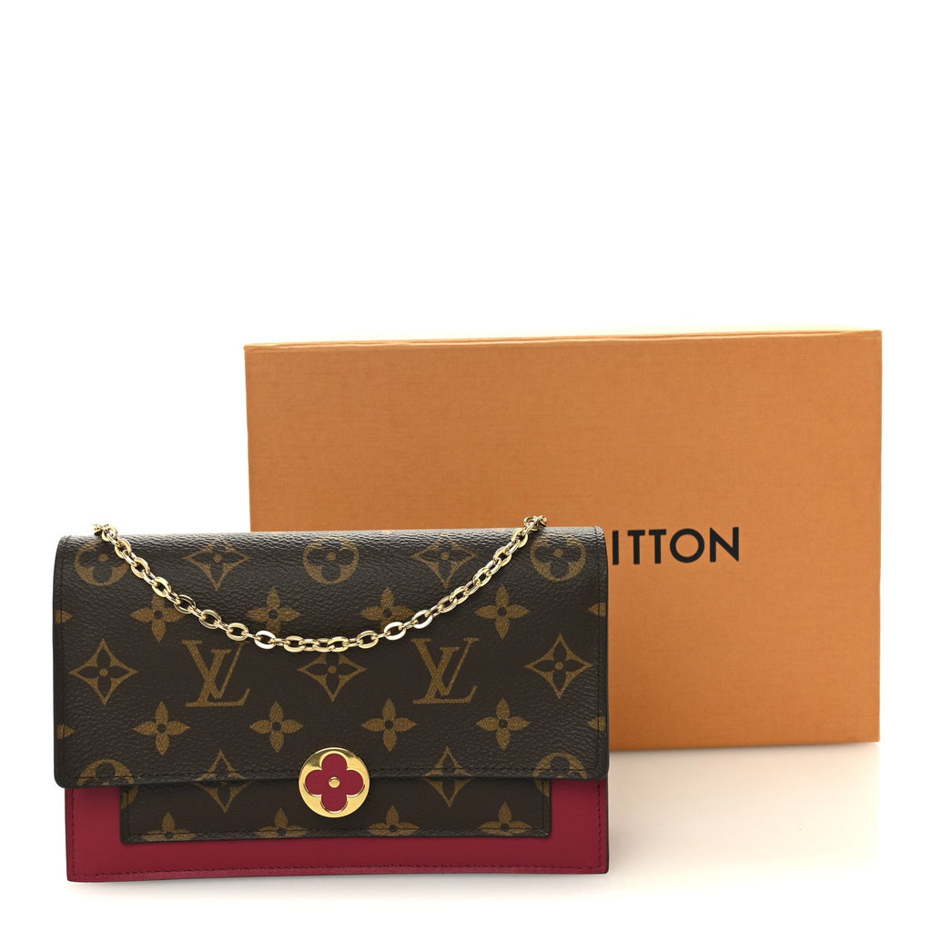 Louis Vuitton Monogram Flore Chain Wallet Fuchsia