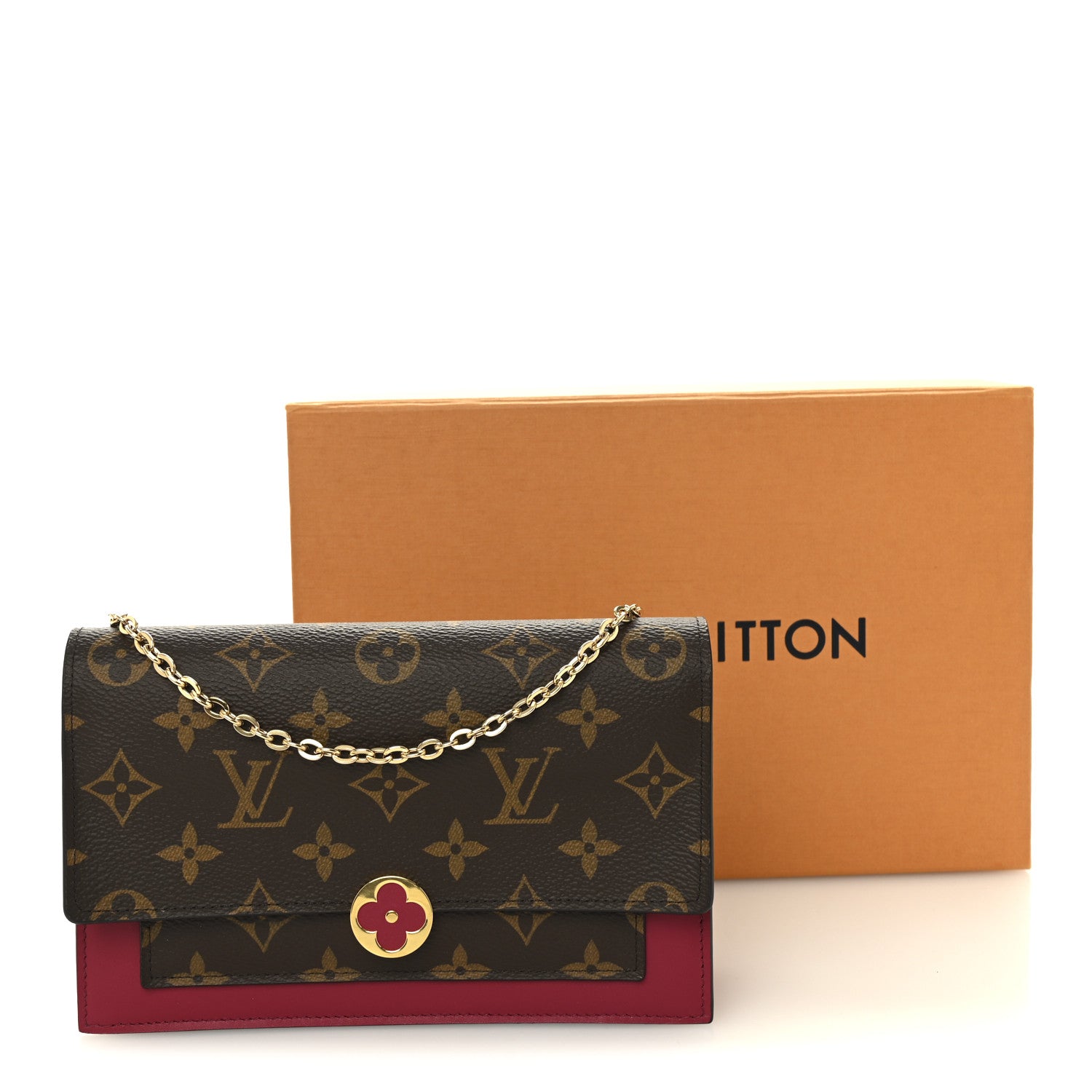 Louis Vuitton Monogram Flore Chain Wallet Fuchsia