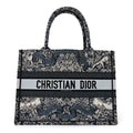 Christian Dior Canvas Embroidered Medium Around The World Book Tote Blue