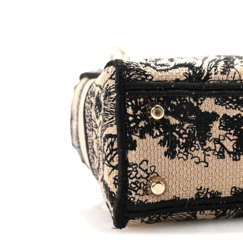 Christian Dior Canvas Toile De Jouy Embroidered Mini Lady D-Lite Beige Mullticolor