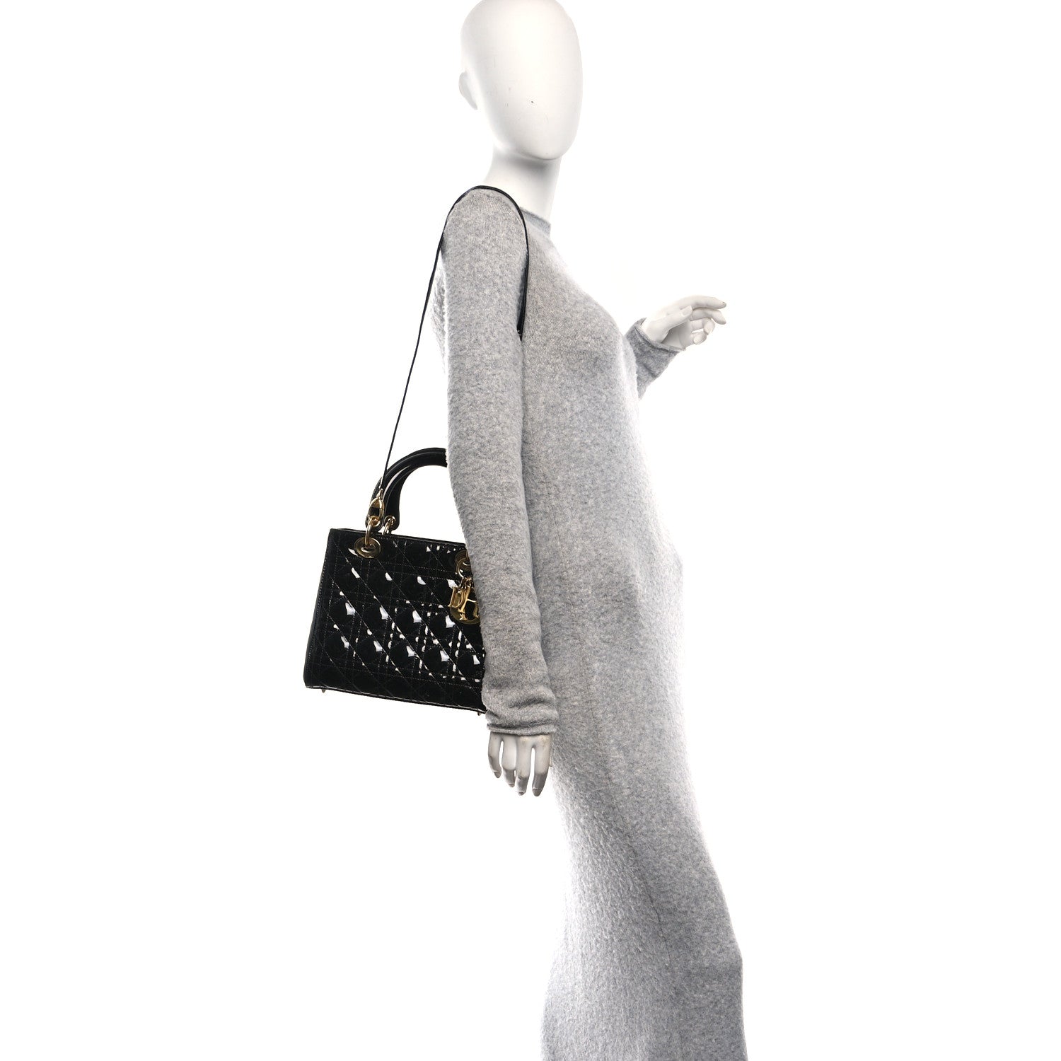 Christian Dior Patent Cannage Medium Lady Dior Black