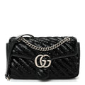Gucci Sequin Matelasse Small GG Marmont Shoulder Bag Black