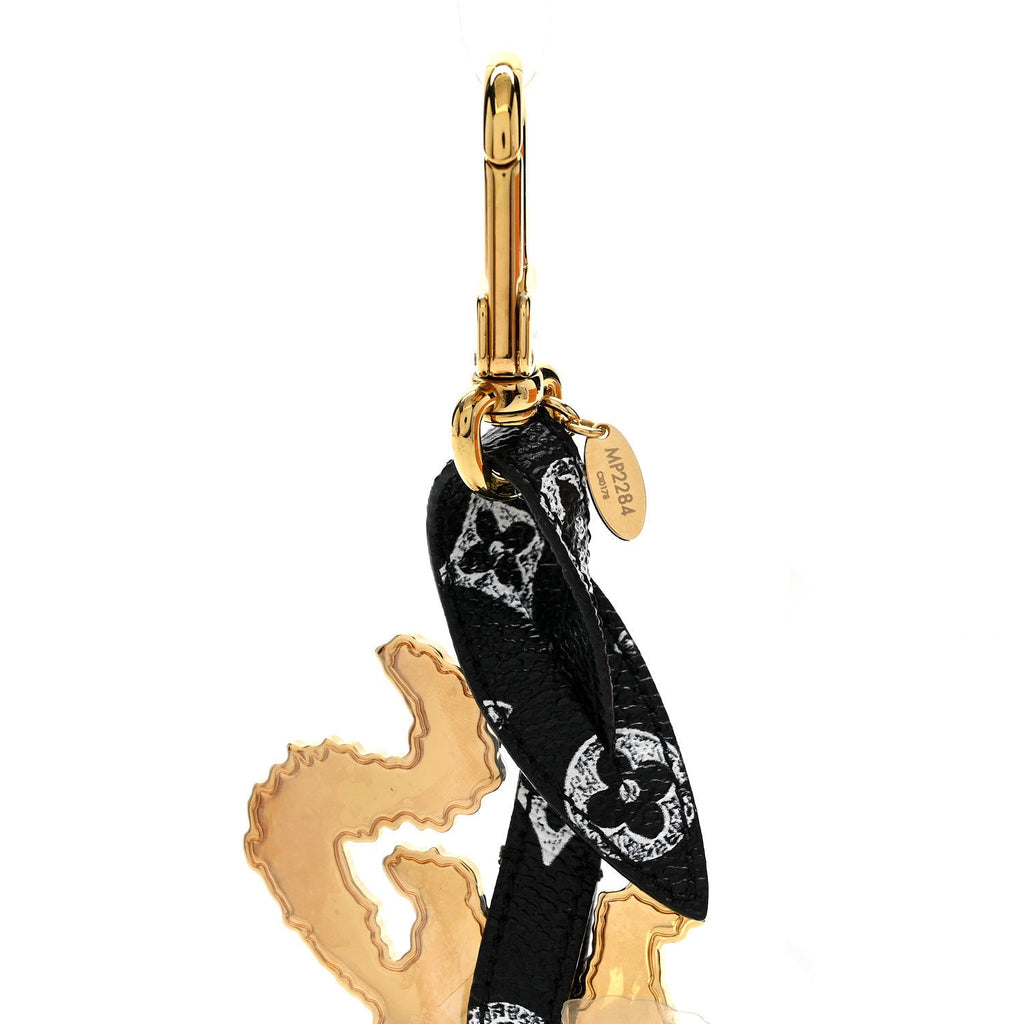 Louis Vuitton Catogram Flying Cat Bag Charm Key Holder Gold Black