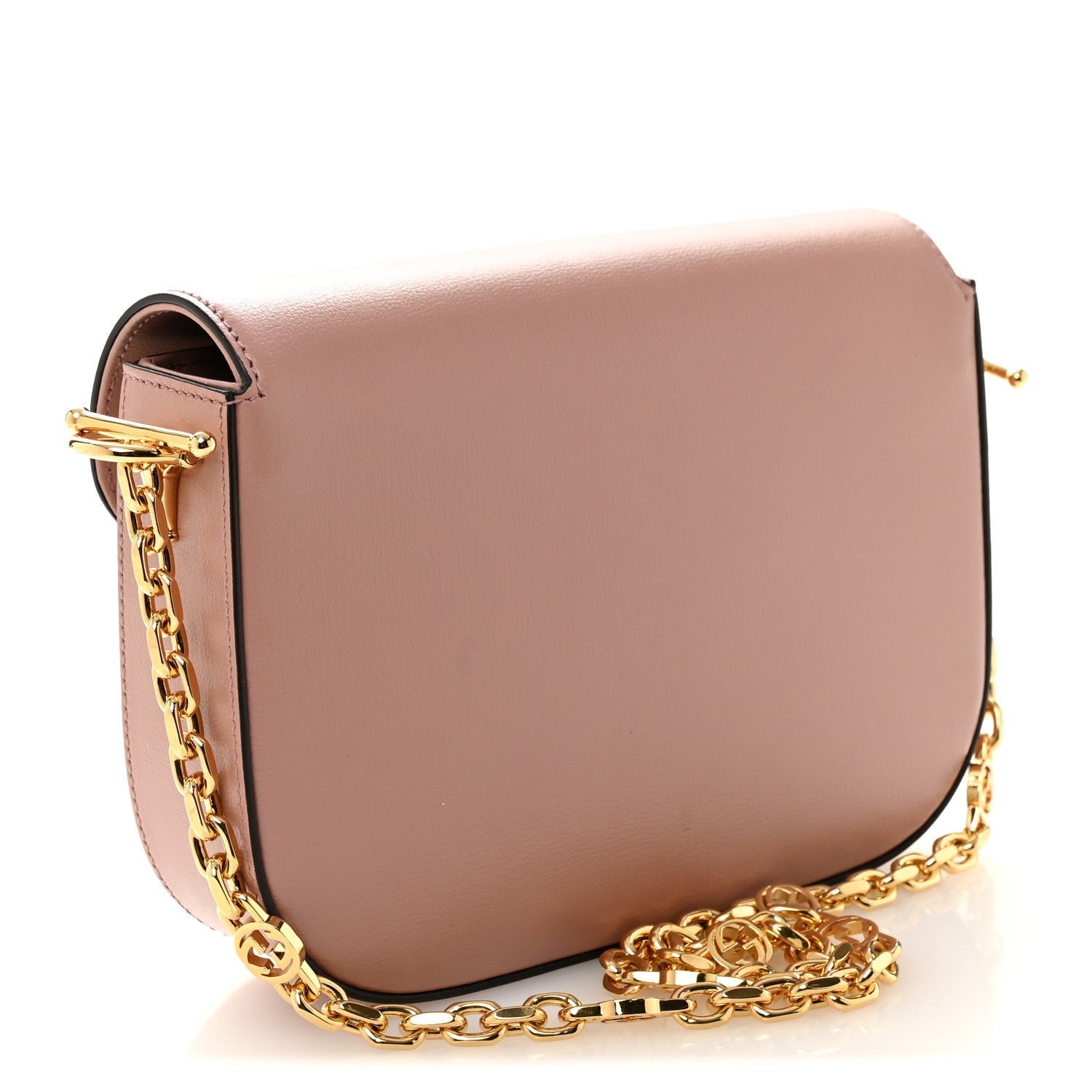 Gucci Azalea Calfskin Crystal GG Monogram Mini Horsebit 1955 Shoulder Bag Dusty Rose