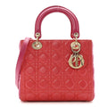 Christian Dior Lambskin Cannage Medium Bi-Color Lady Dior Orange Fuchsia
