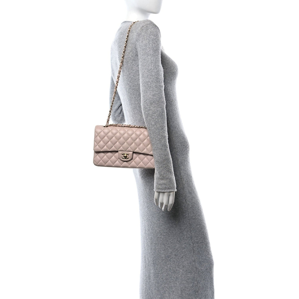 Chanel Lambskin Quilted Medium Double Flap Light Pink