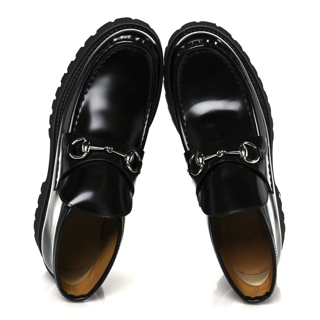 Gucci Cordovan Lux Womens Horsebit Platform Ankle Boots 38 Black