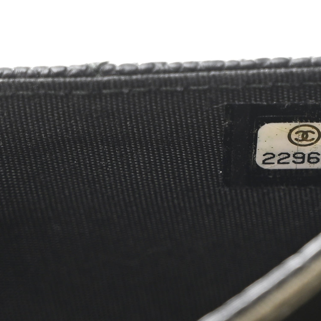 Caviar Quilted Boy Flap Card Holder Black
