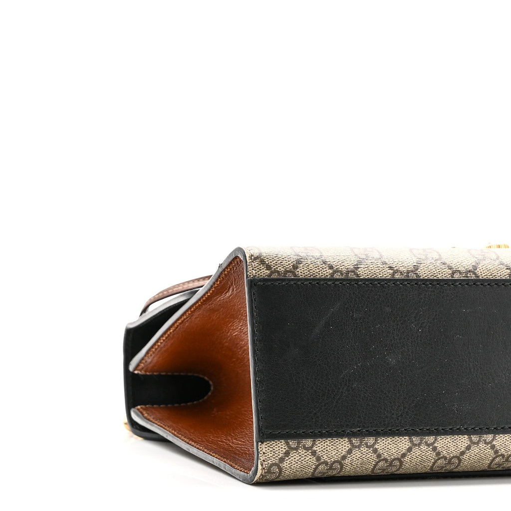 Gucci GG Supreme Monogram Calfskin Medium Padlock Shoulder Bag Beige Black Cuir