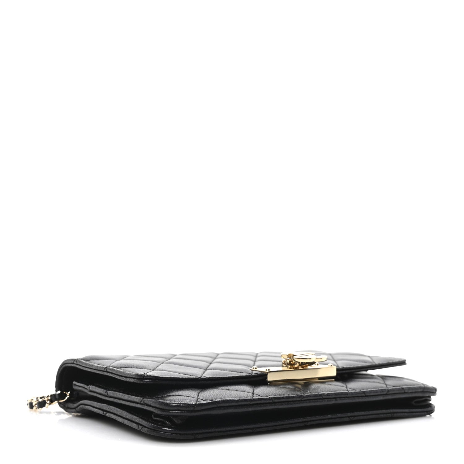 Chanel Lambskin Quilted Golden Class Wallet on Chain WOC Black