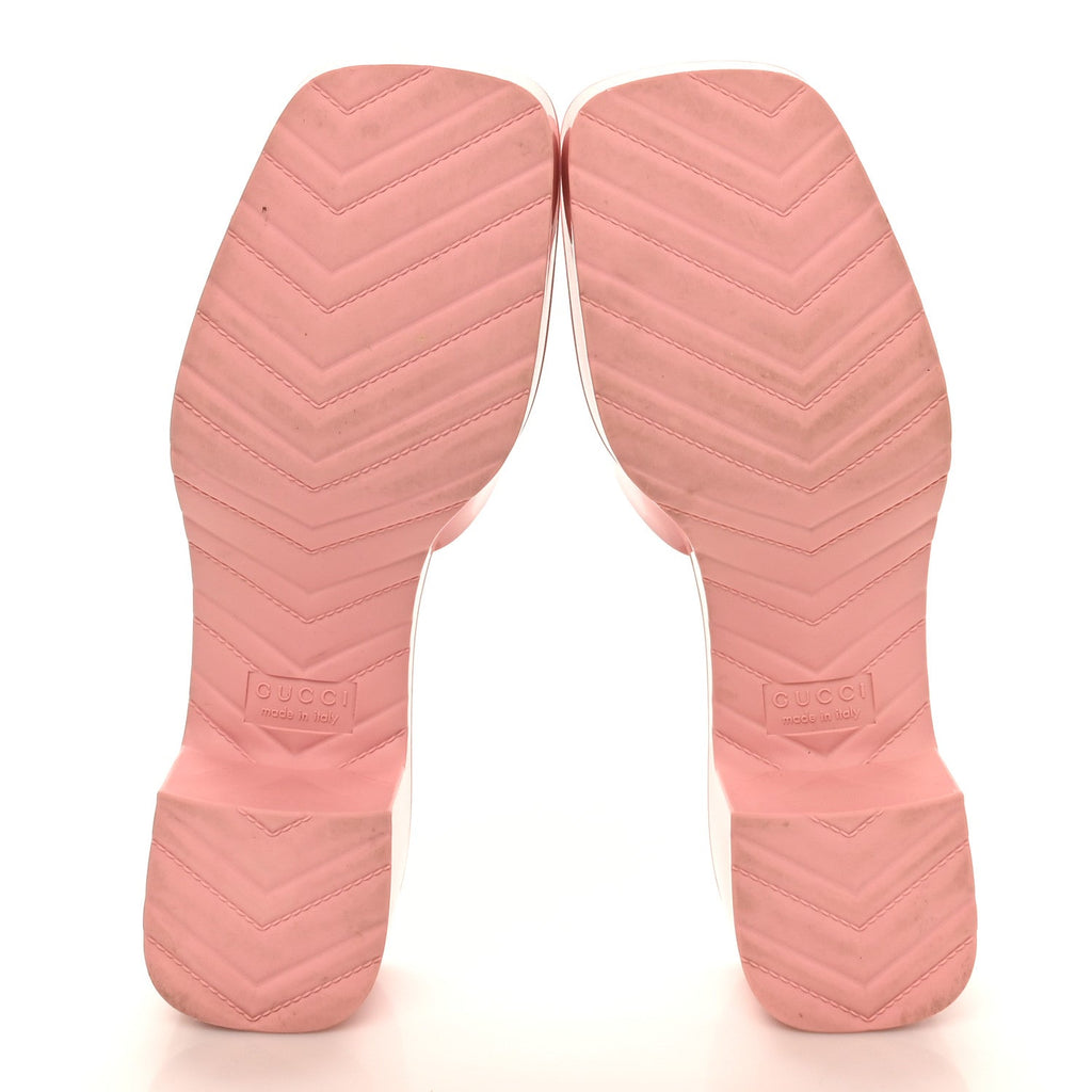 Gucci Rubber Gucci Logo Womens Platform 20/60mm Slide Sandals 38 Wild Rose