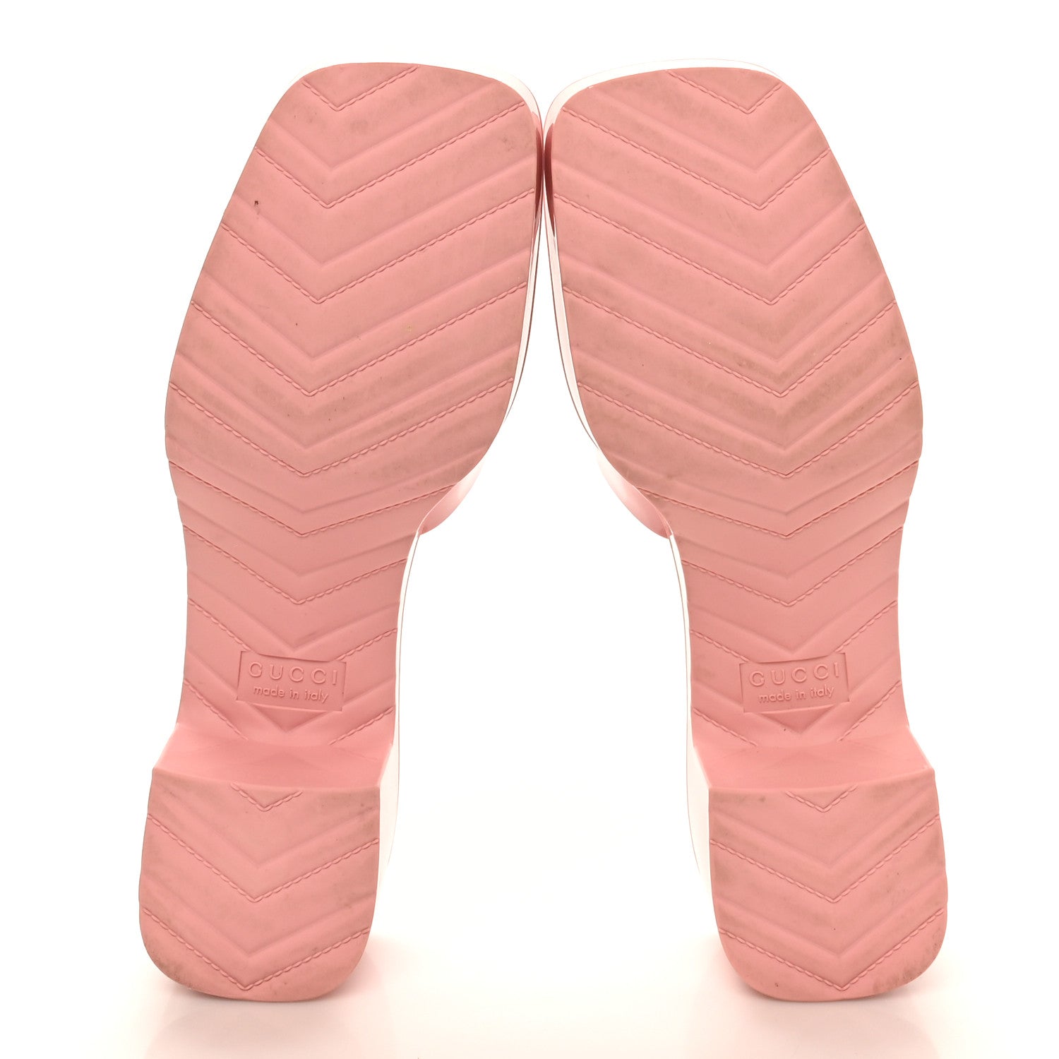 Gucci Rubber Gucci Logo Womens Platform 20/60mm Slide Sandals 38 Wild Rose