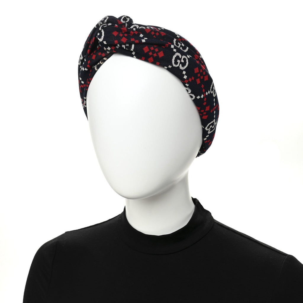 Gucci Cotton GG Ginny Headband S Blue Red