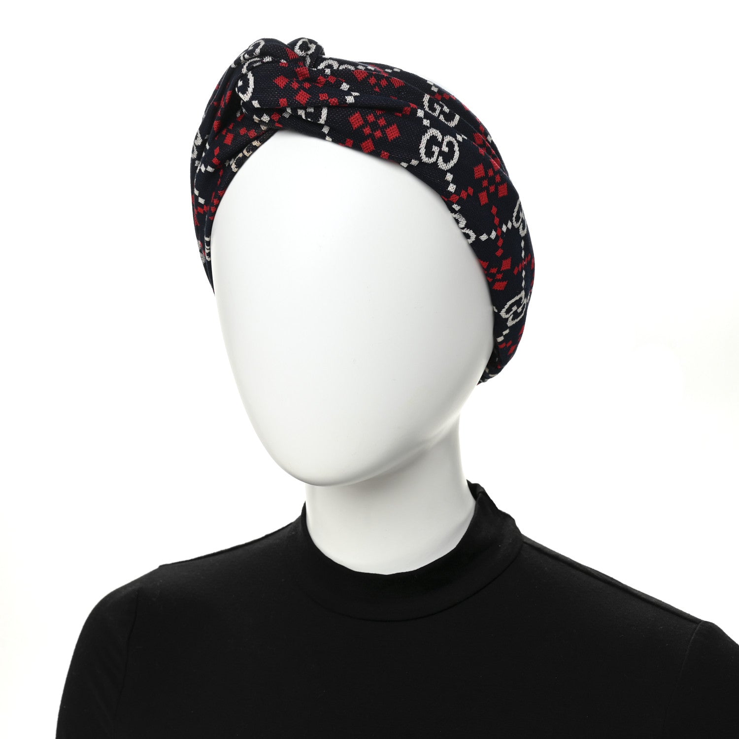 Gucci Cotton GG Ginny Headband S Blue Red