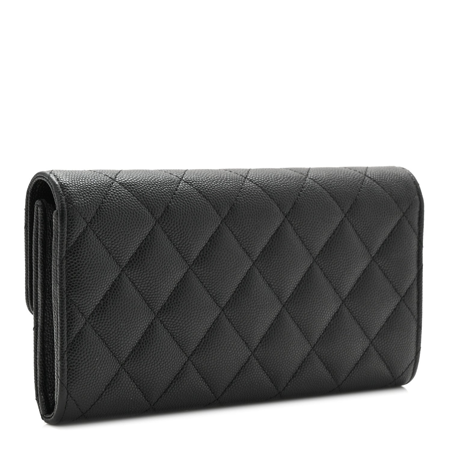 Caviar Quilted Chanel 19 Flap Wallet Black White