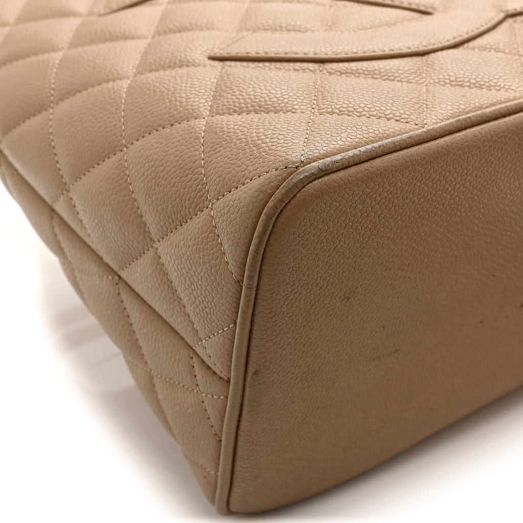 Chanel Caviar Quilted Medallion Tote Beige