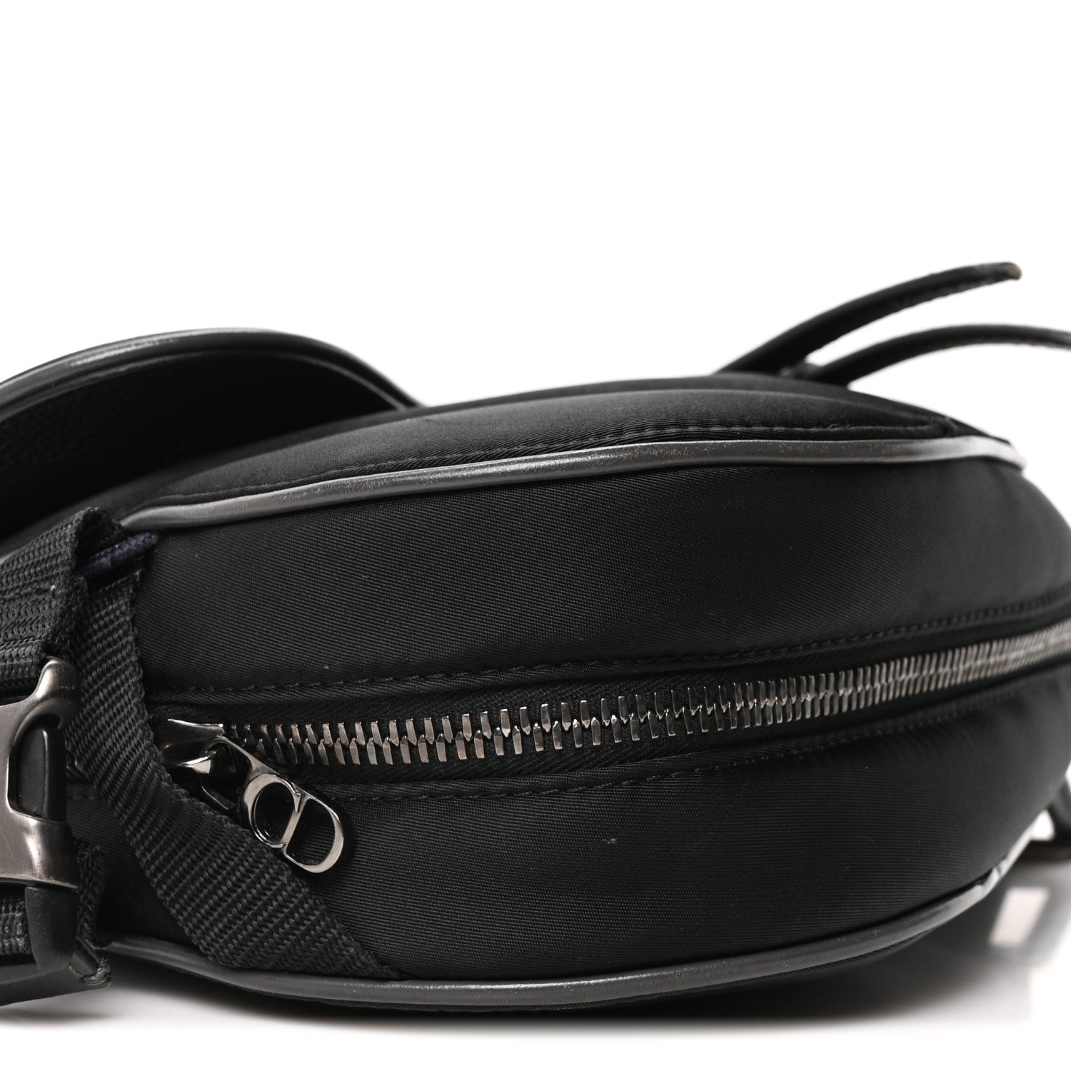 Christian Dior X Sacai Grained Calfskin Technical Fabric Mens Saddle Bag Black