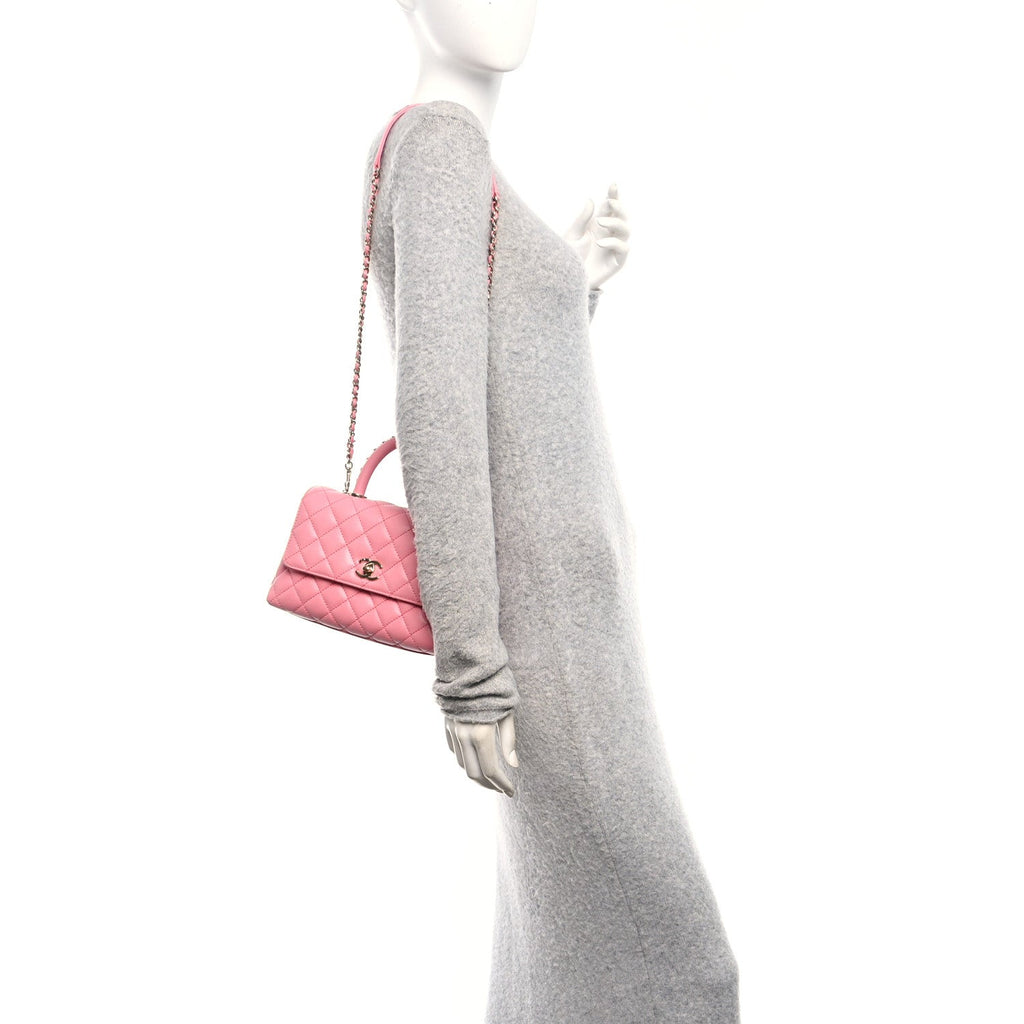 Chanel Caviar Quilted Mini Coco Chain Handle Flap Pink