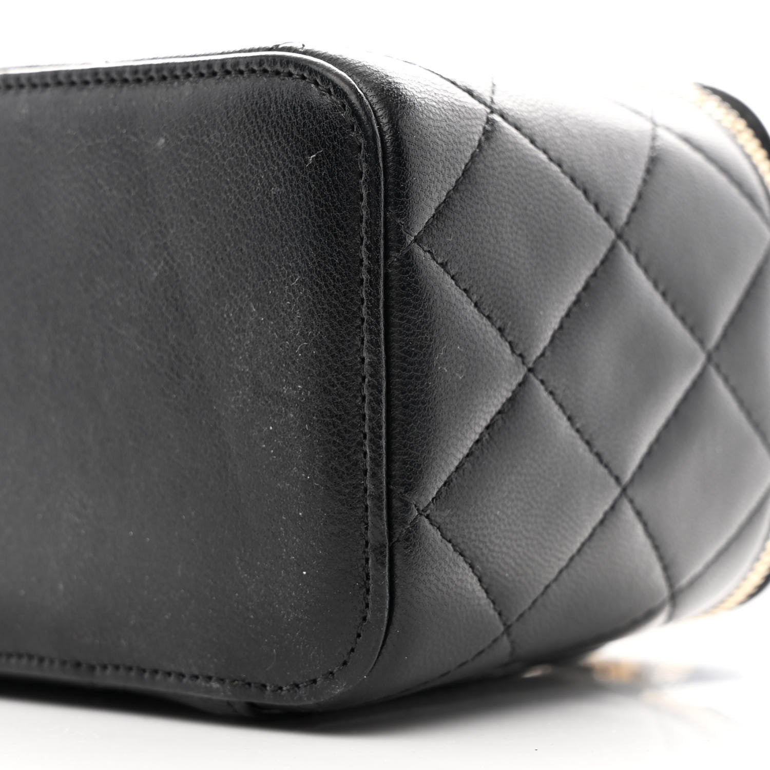 Chanel Goatskin Quilted Punk Essentials Vanity Case With Chain Black