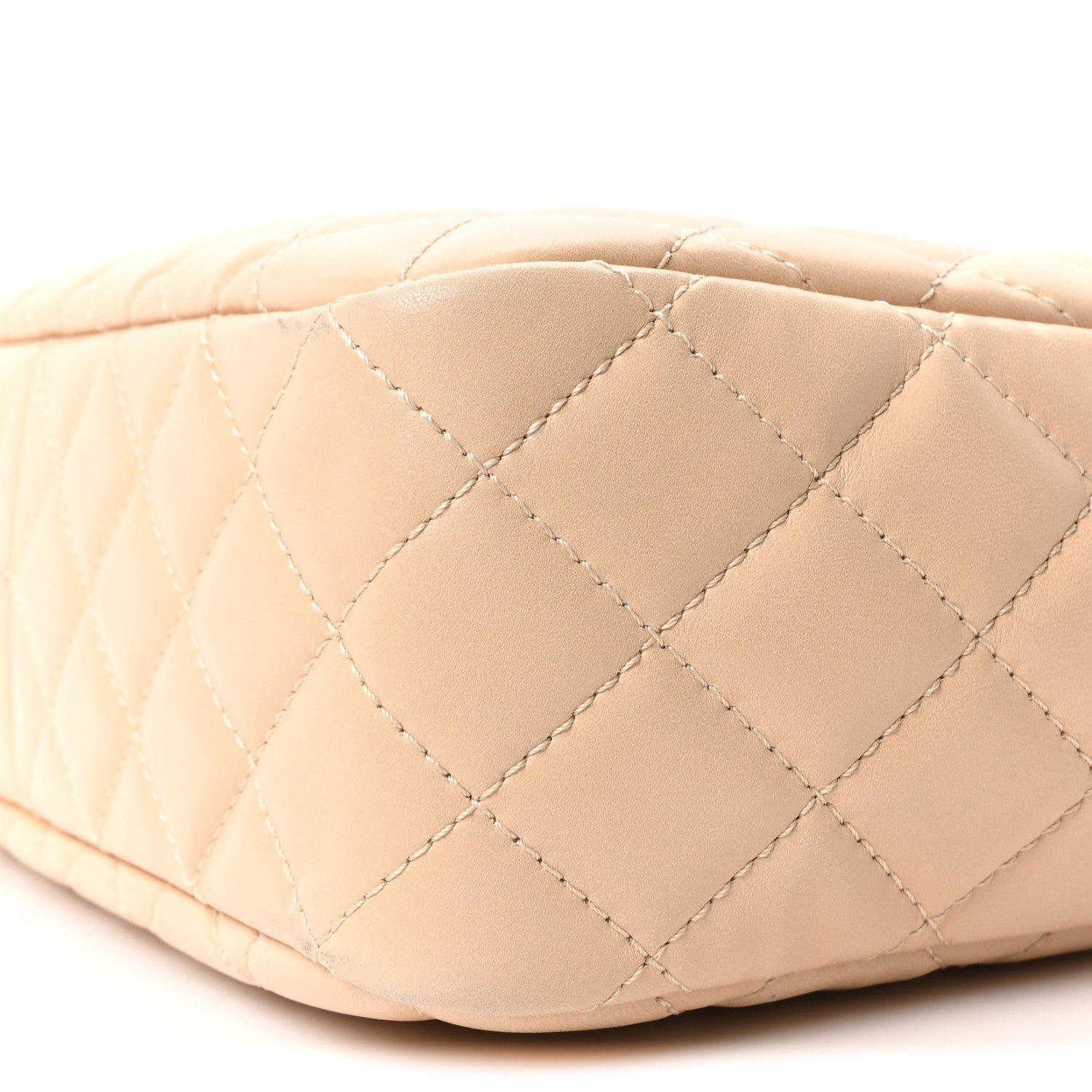 Chanel Shiny Lambskin Quilted Medium Camera Case Beige