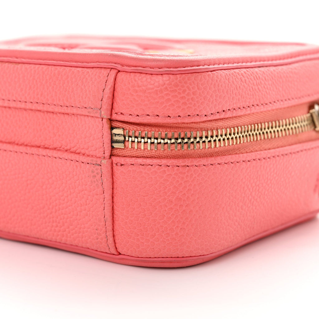Chanel Caviar Quilted Small CC Filigree Vanity Case Coral
