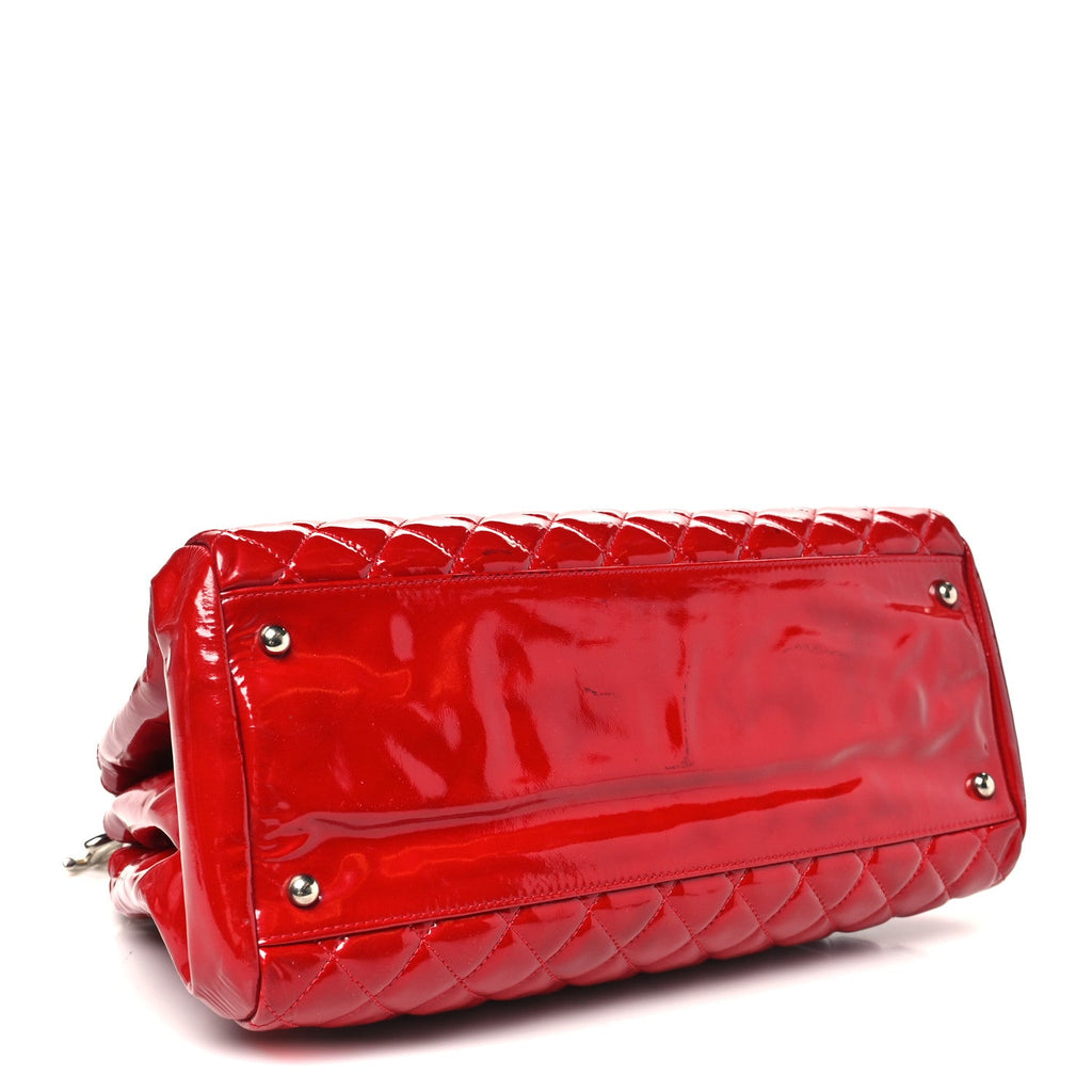 Chanel Patent Quilted Large Just Mademoiselle Bowling Bag Red