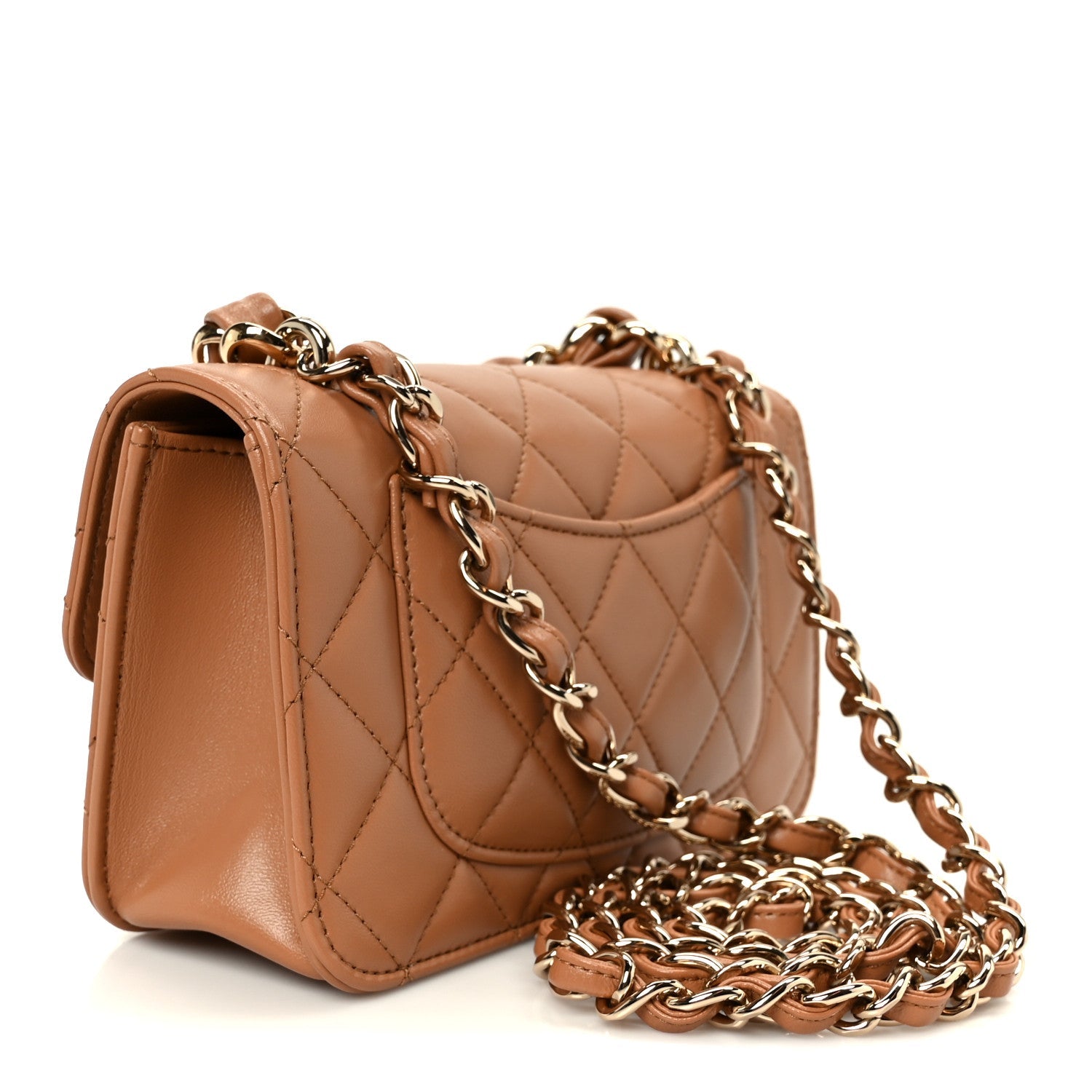 Chanel Shiny Lambskin Quilted Mini Flap Brown