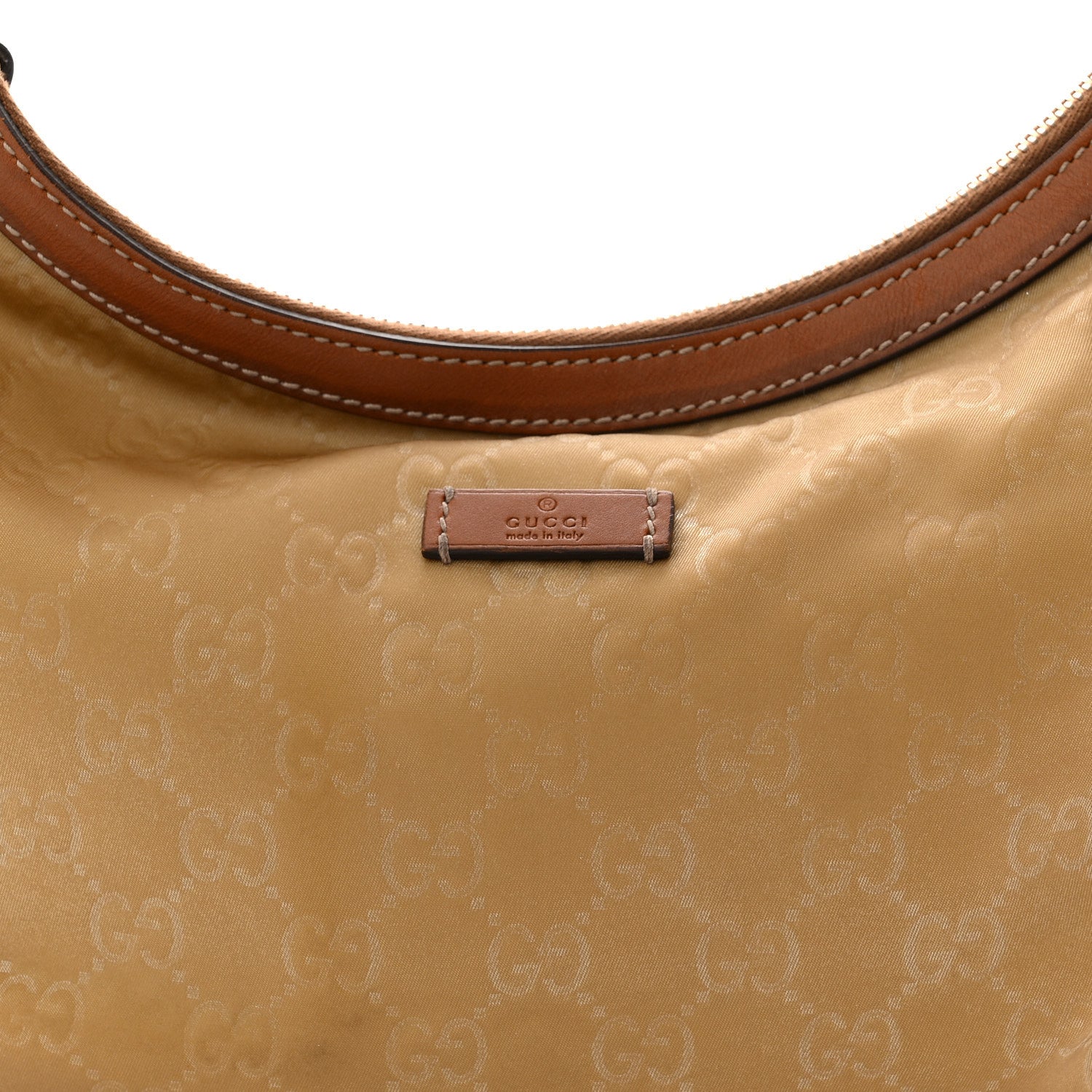 Gucci Nylon Monogram Web Medium Half Moon Hobo  Beige