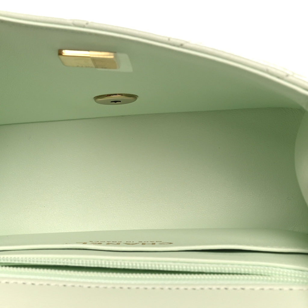 Chanel Lambskin Quilted Mini Square Flap Light Green