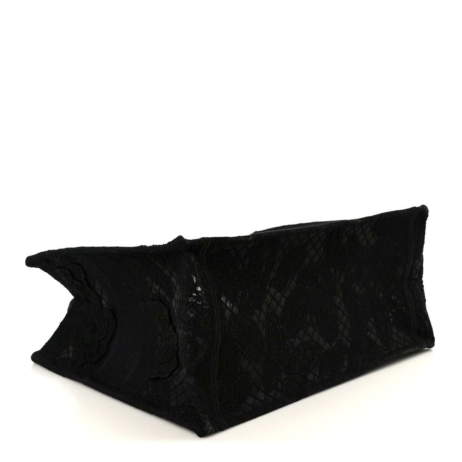 Christian Dior Embroidered 3D Macrame D-Lace Butterfly Medium Book Tote Black Multicolor