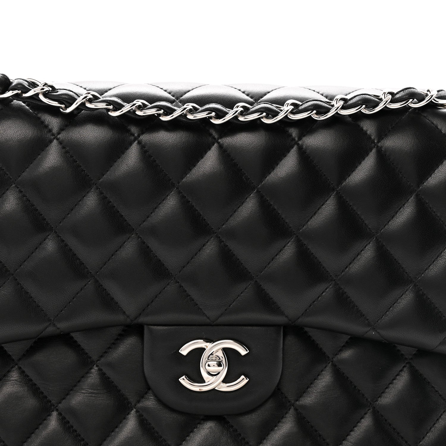Chanel Lambskin Quilted Jumbo Double Flap Black