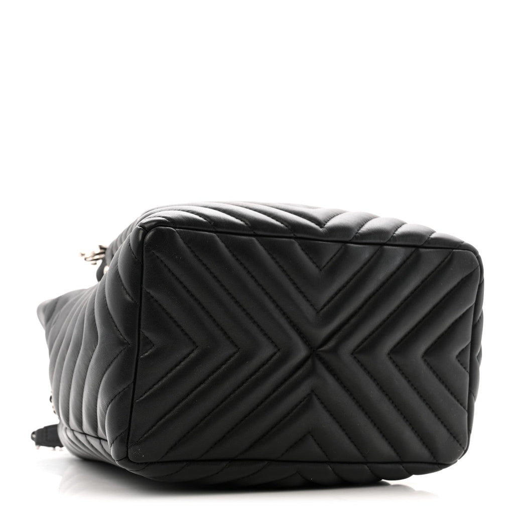 Chanel Lambskin Chevron Small Urban Spirit Drawstring Bag Black