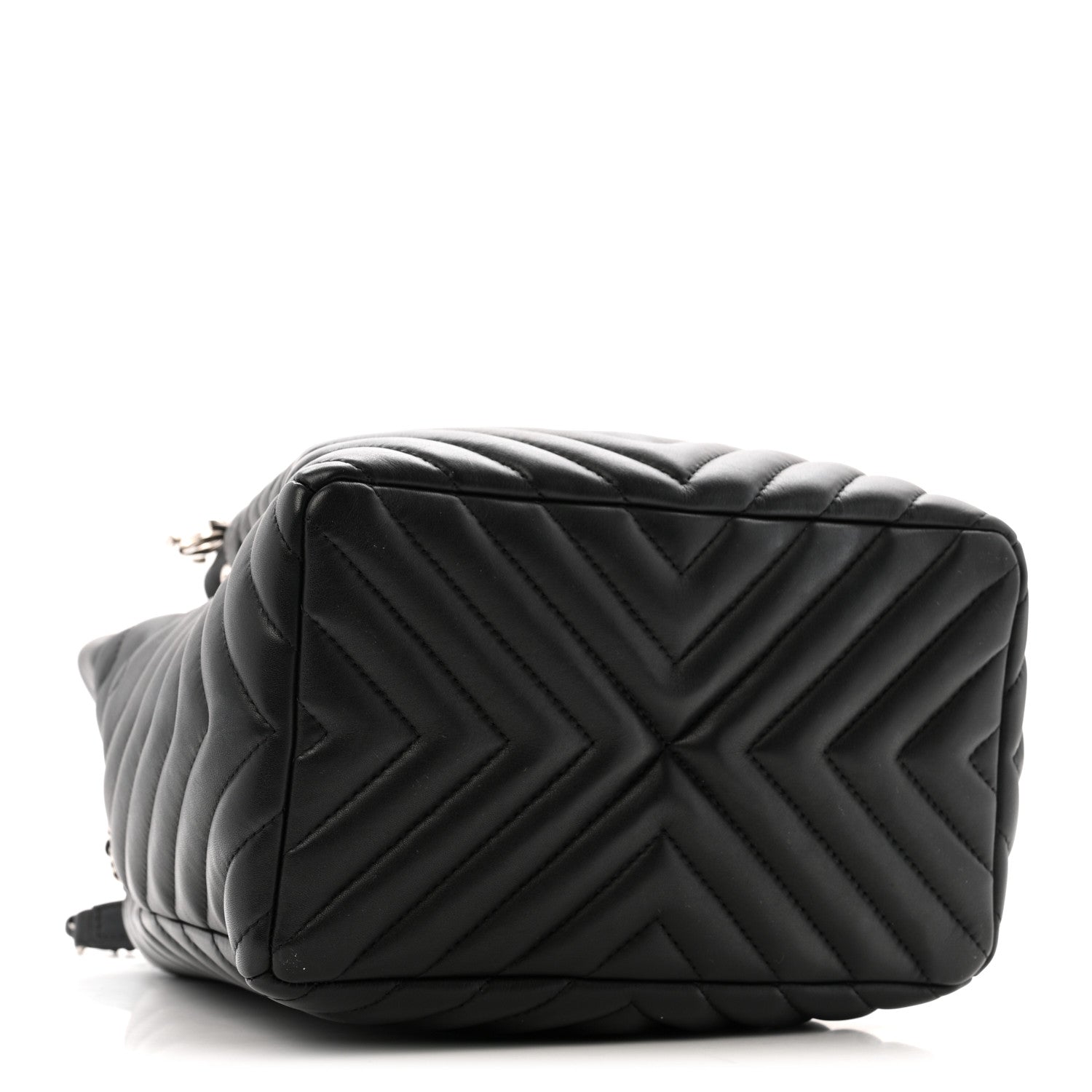 Chanel Lambskin Chevron Small Urban Spirit Drawstring Bag Black